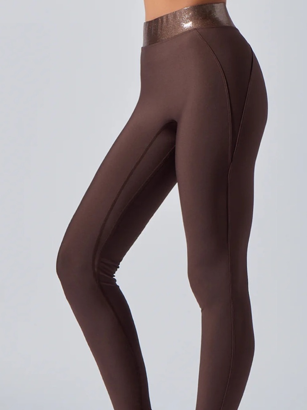 Heroine Sport X Mona Kattan Lina High-Rise Legging in Oak with Metallic Waist XL